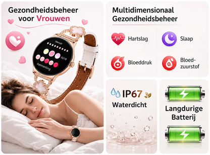 Hibousee Smartwatch for Women – Bluetooth Calling, Health & Fitness Tracking, Step Counter, Heart Rate Monitor & Sleep Monitor – iOS & Android – Includes 3 Straps