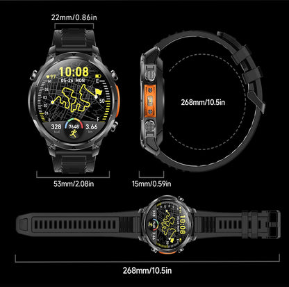 Hibousee Smartwatch Heren & Dames met Belfunctie – 100+ Sportmodi – Hartslagmeter – Waterdicht – Fitness Tracker – Zaklamp – Geschikt voor iOS & Android – 2 Bandjes