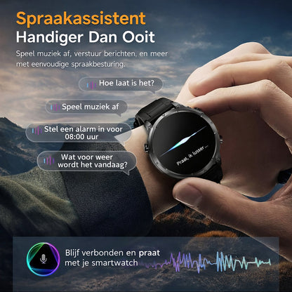 Hibousee Smartwatch Heren & Dames met Belfunctie – 100+ Sportmodi – Hartslagmeter – Waterdicht – Fitness Tracker – Zaklamp – Geschikt voor iOS & Android – 2 Bandjes