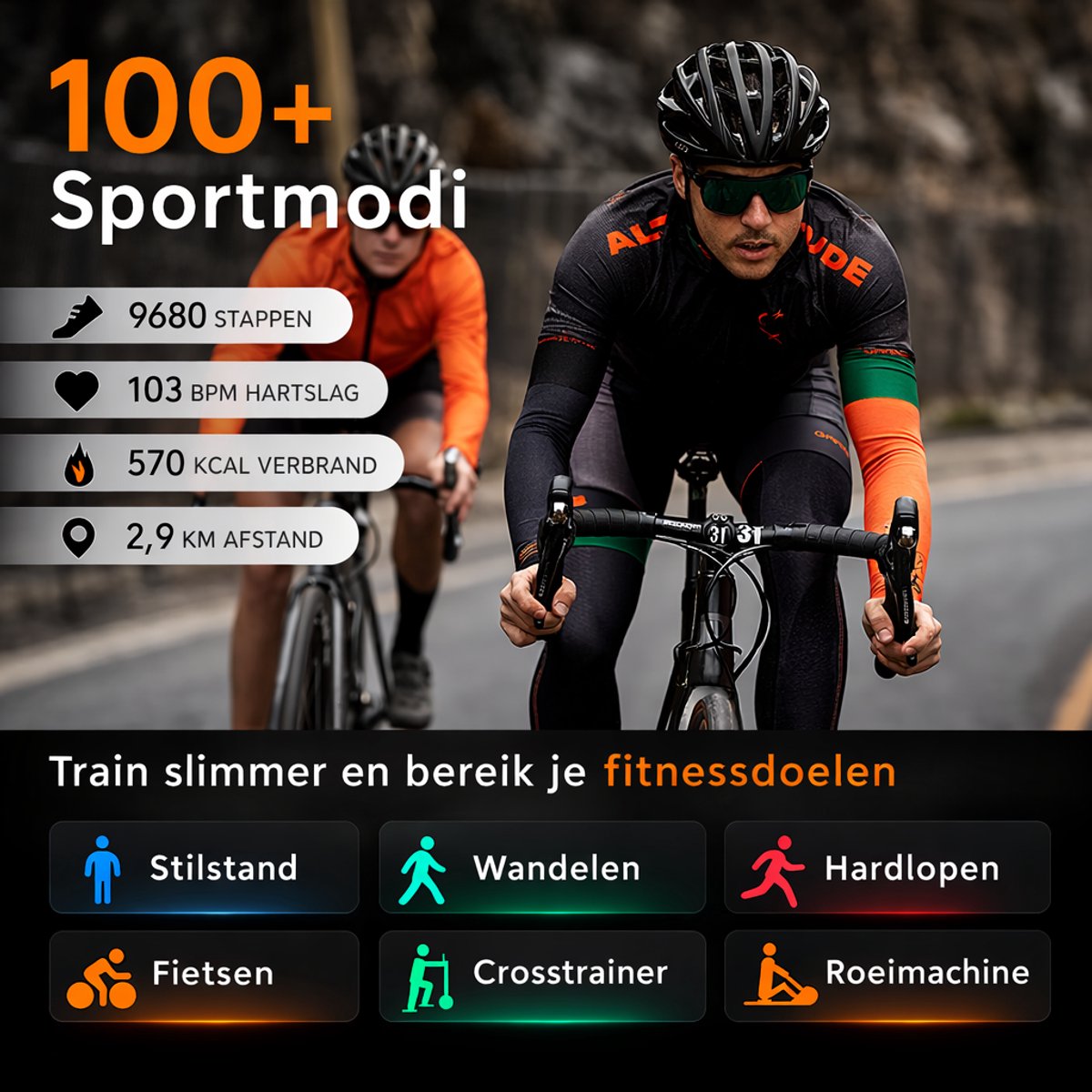 Hibousee Smartwatch Heren & Dames met Belfunctie – 100+ Sportmodi – Hartslagmeter – Waterdicht – Fitness Tracker – Zaklamp – Geschikt voor iOS & Android – 2 Bandjes