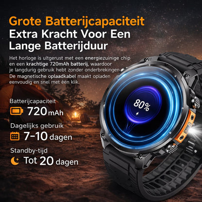 Hibousee Smartwatch Heren & Dames met Belfunctie – 100+ Sportmodi – Hartslagmeter – Waterdicht – Fitness Tracker – Zaklamp – Geschikt voor iOS & Android – 2 Bandjes