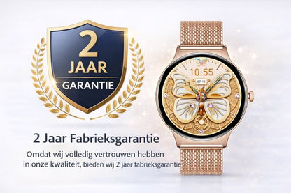 Hibousee Smartwatch voor Dames met Bluetooth Bellen, Gezondheid & Fitness Tracker – Stappenteller, Hartslagmeter, Slaapmonitor – iOS & Android - Incl 3 bandjes