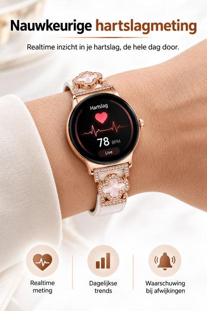 Hibousee Smartwatch for Women – Bluetooth Calling, Health & Fitness Tracking, Step Counter, Heart Rate Monitor & Sleep Monitor – iOS & Android – Includes 3 Straps