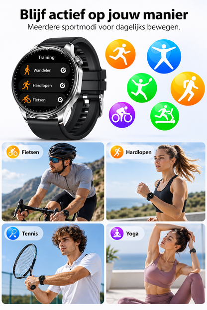 Hibousee Smartwatch for Women and Men with Earbuds (2-in-1) – Bluetooth Calling, AMOLED Display, Fitness & Health Tracker – iOS & Android