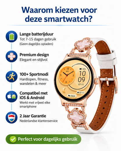 Hibousee Smartwatch for Women – Bluetooth Calling, Health & Fitness Tracking, Step Counter, Heart Rate Monitor & Sleep Monitor – iOS & Android – Includes 3 Straps