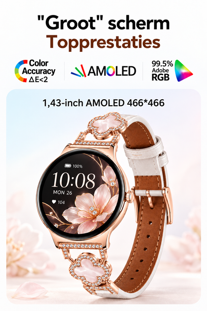 Hibousee Smartwatch for Women – Bluetooth Calling, Health & Fitness Tracking, Step Counter, Heart Rate Monitor & Sleep Monitor – iOS & Android – Includes 3 Straps