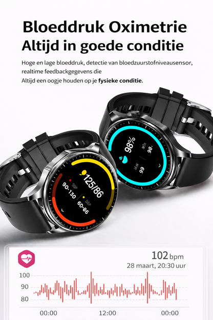 Hibousee Smartwatch voor Dames en Heren met Oordopjes (2-in-1) – Bluetooth Bellen, AMOLED scherm, Fitness- en Gezondheidstracker – iOS & Android