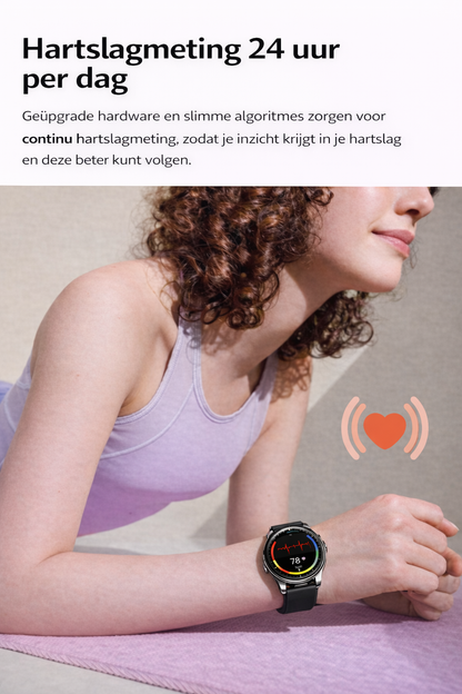 Hibousee Smartwatch voor Dames en Heren met Oordopjes (2-in-1) – Bluetooth Bellen, AMOLED scherm, Fitness- en Gezondheidstracker – iOS & Android