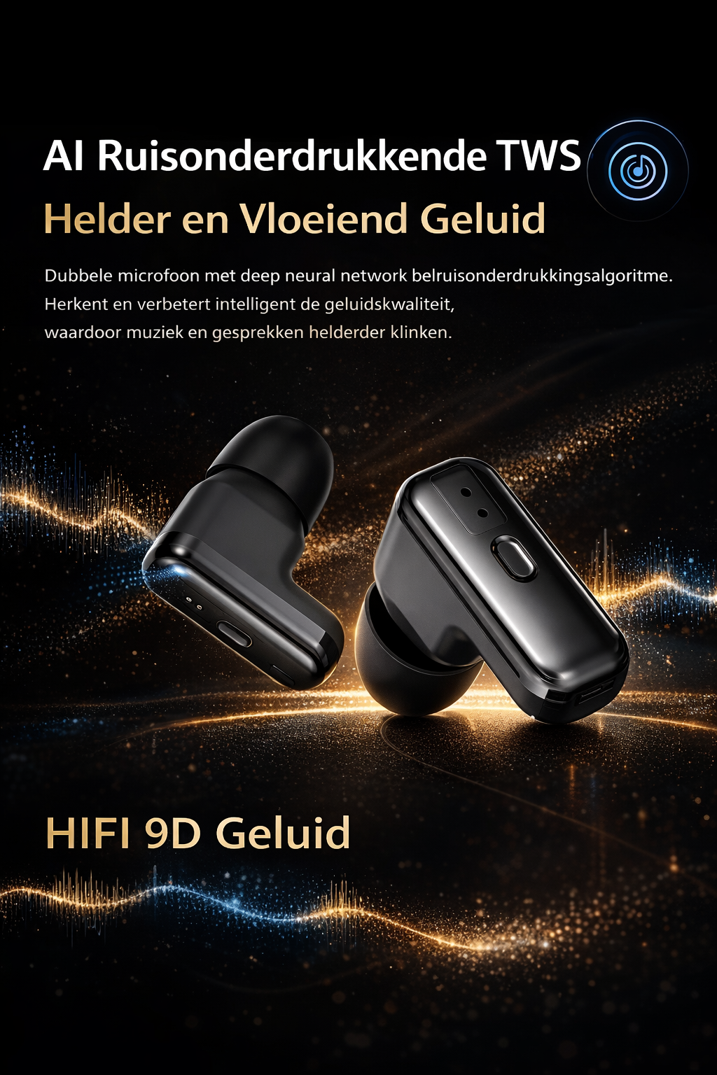 Hibousee Smartwatch voor Dames en Heren met Oordopjes (2-in-1) – Bluetooth Bellen, AMOLED scherm, Fitness- en Gezondheidstracker – iOS & Android