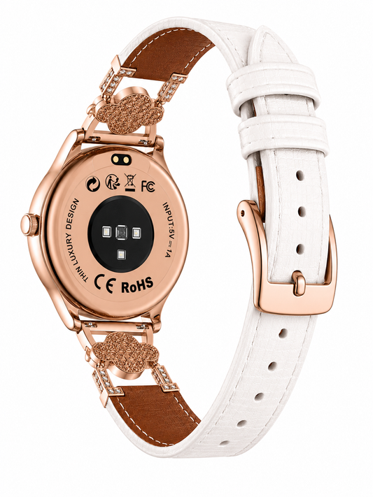 Hibousee Smartwatch voor Dames met Bluetooth Bellen, Gezondheid & Fitness Tracker – Stappenteller, Hartslagmeter, Slaapmonitor – iOS & Android - Incl 3 bandjes