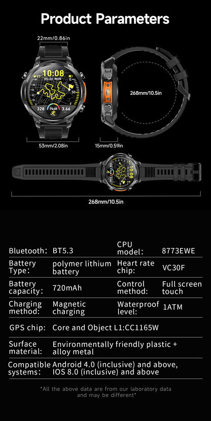 Hibousee Smartwatch MK100 - Advanced Training & Fitness Tracking