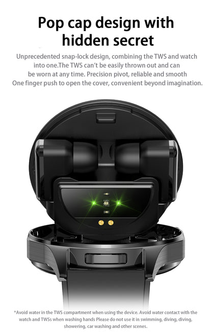 Hibousee Smartwatch with Built-in Earbuds T98