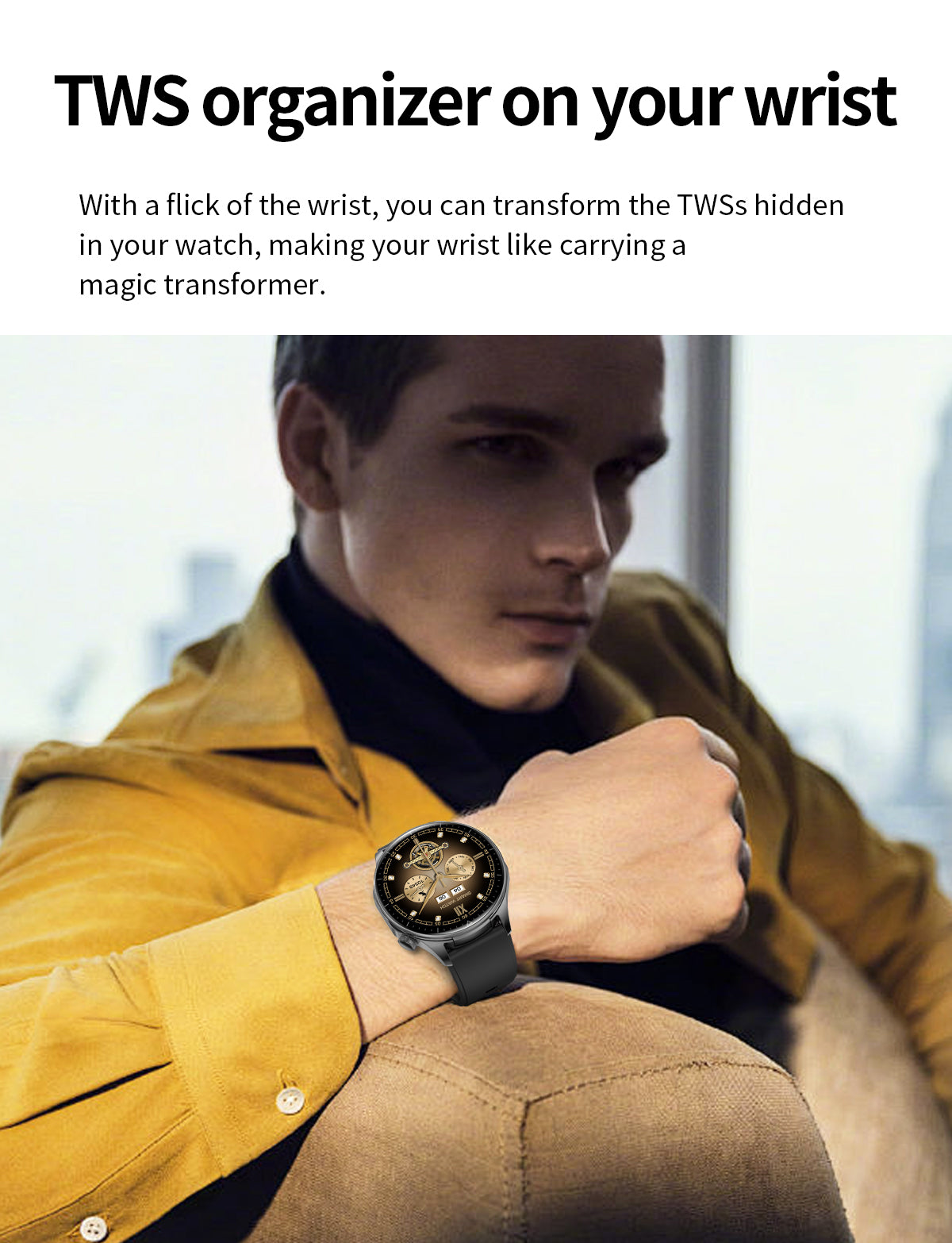 Hibousee Smartwatch with Built-in Earbuds T98