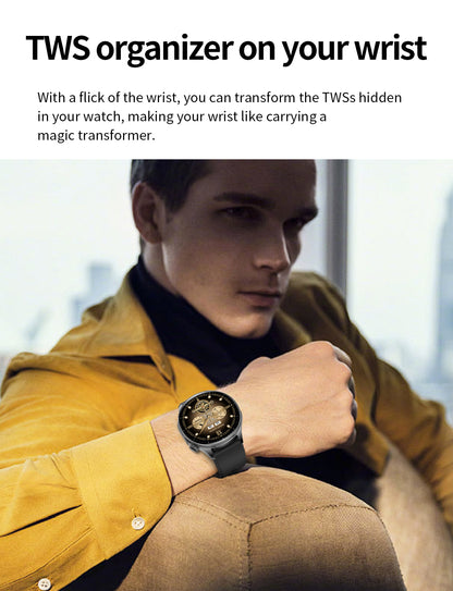 Hibousee Smartwatch with Built-in Earbuds T98
