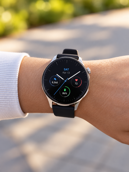 Hibousee Smartwatch for Women and Men with Earbuds (2-in-1) – Bluetooth Calling, AMOLED Display, Fitness & Health Tracker – iOS & Android