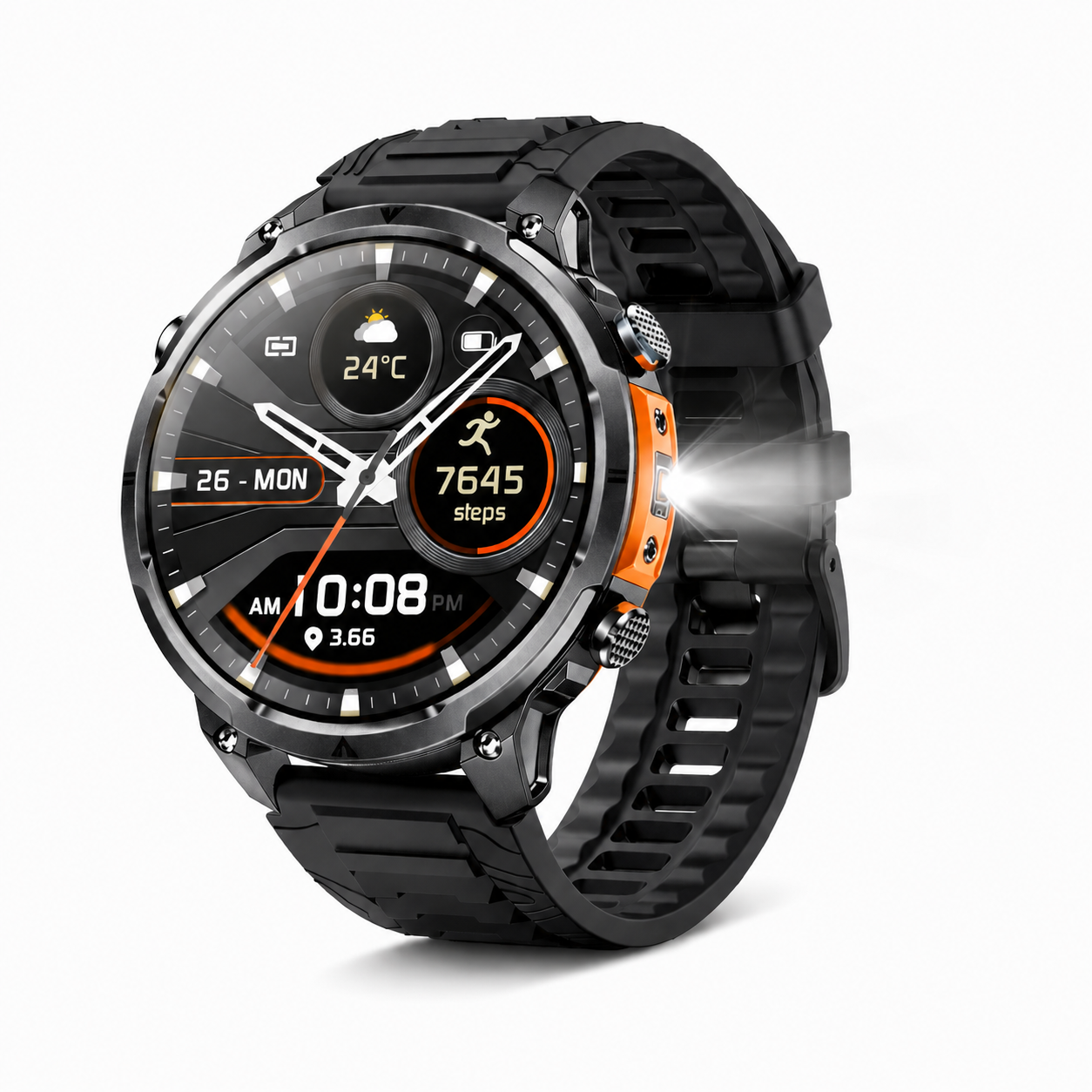 Hibousee smartwatch voor heren en dames – bellen via Bluetooth, meer dan 100 sportmodi, hartslagmeter, waterdichte fitnesstracker, zaklamp – iOS en Android