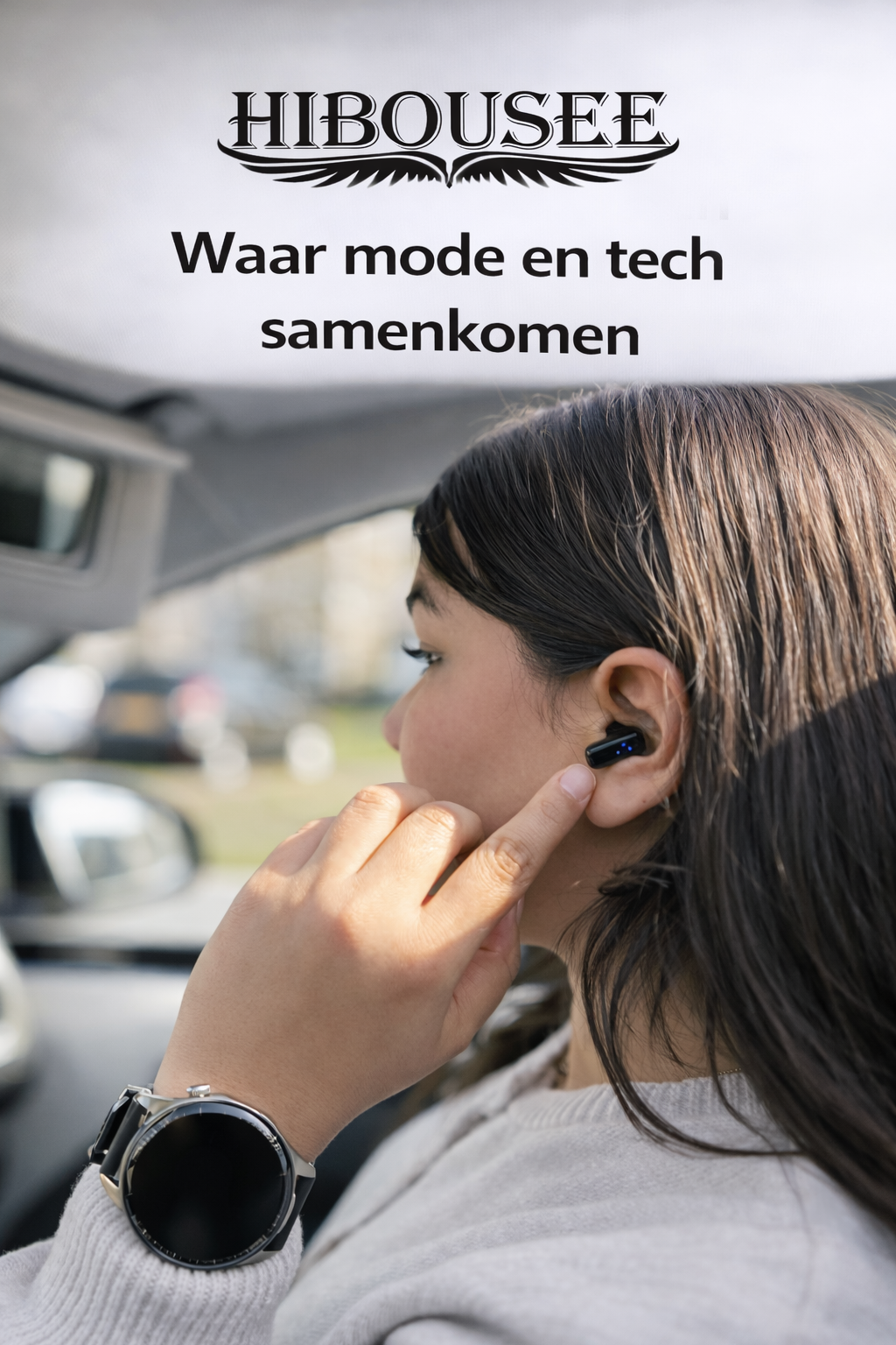 Hibousee Smartwatch voor Dames en Heren met Oordopjes (2-in-1) – Bluetooth Bellen, AMOLED scherm, Fitness- en Gezondheidstracker – iOS & Android