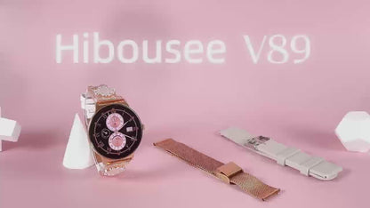 Hibousee Smartwatch for Women – Bluetooth Calling, Health & Fitness Tracking, Step Counter, Heart Rate Monitor & Sleep Monitor – iOS & Android – Includes 3 Straps