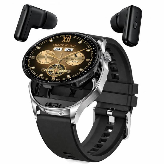 Hibousee Smartwatch for Women and Men with Earbuds (2-in-1) – Bluetooth Calling, AMOLED Display, Fitness & Health Tracker – iOS & Android